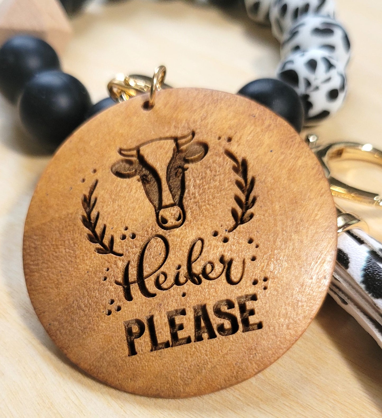 Wood Disc for Wristlets - Heifer Please