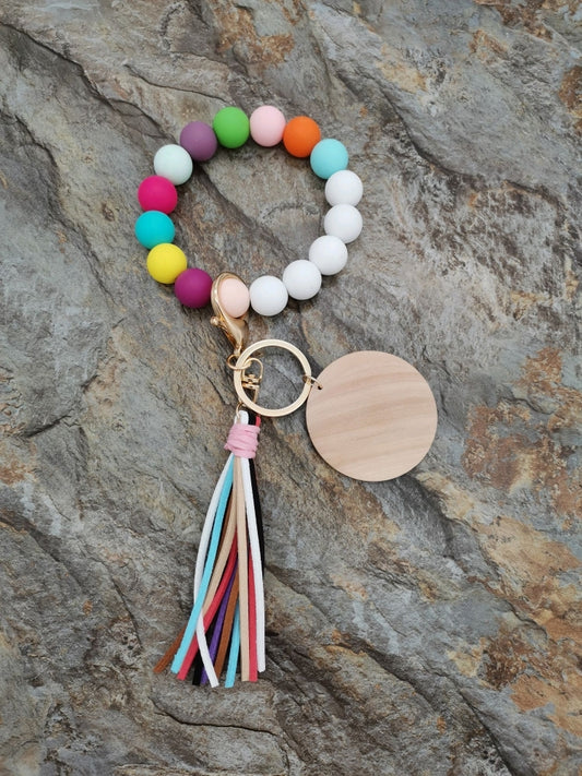 Multi Color Silicone Wristlet Keychain w/ Tassel