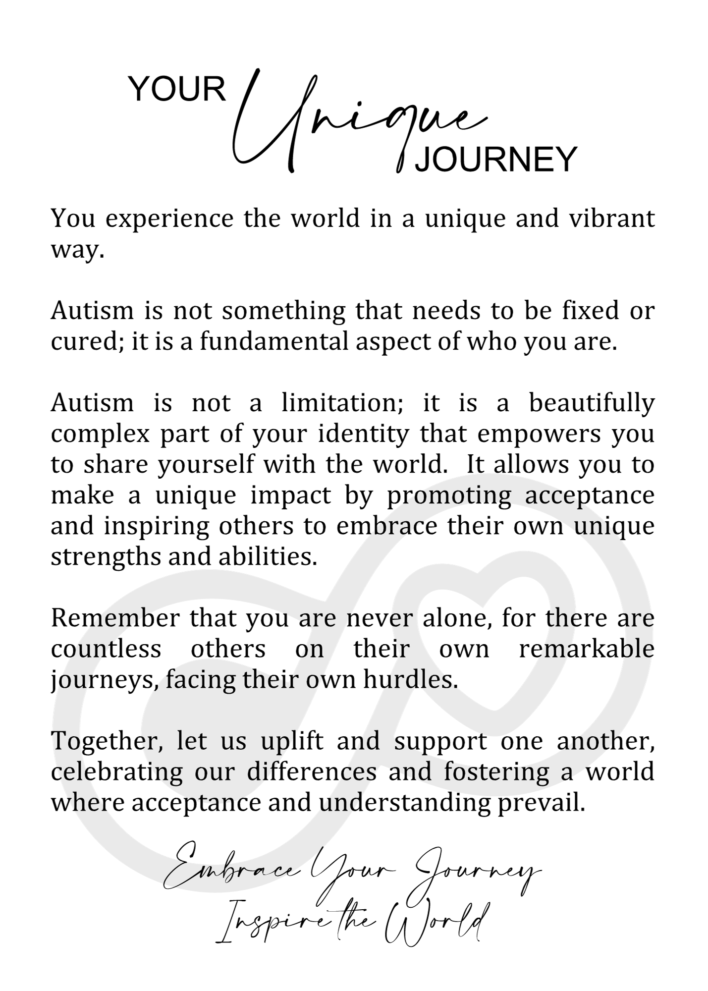 Story Ornament - Autism - Your Unique Journey